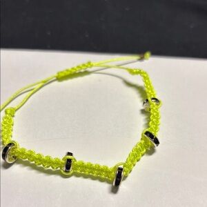 Neon Yellow Braided Bracelet with Black Accents
